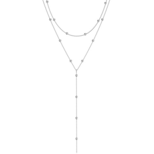 Halskette aus Edelstol mat Räisperlen, Y-fërmeg Duebelschicht, Liicht luxuriéis Nisch-Ronn-Perl-Quast-Multi-Schicht-Stapelhalskette_voghion.com
