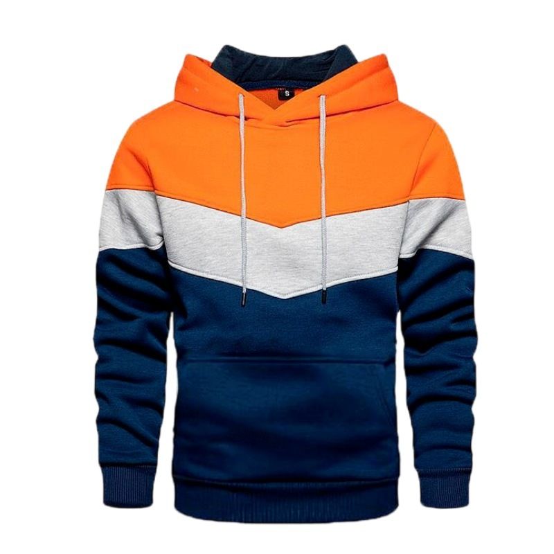 Felpa sportiva con cappuccio da uomo con emblema motociclistico con patchwork che può essere realizzata_voghion.com