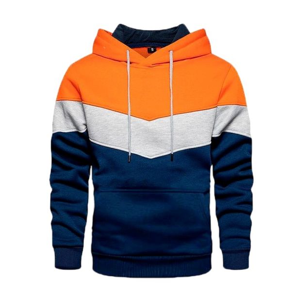 Felpa sportiva con cappuccio da uomo con emblema motociclistico con patchwork che può essere realizzata_voghion.com