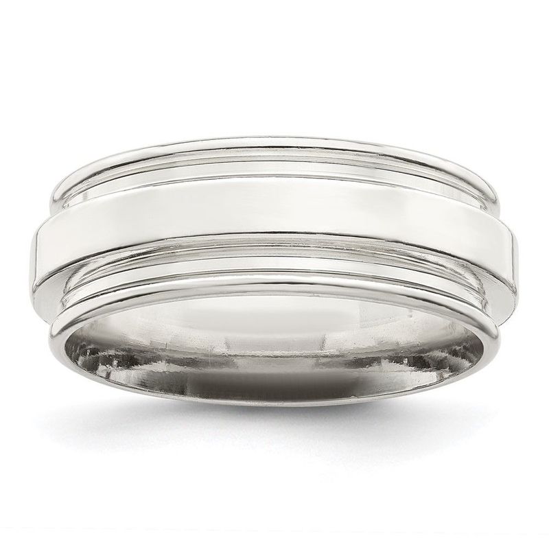 Sterling Silver 7mm Polished Flat Grooved Edge Fancy Band Size 11.5_voghion.com