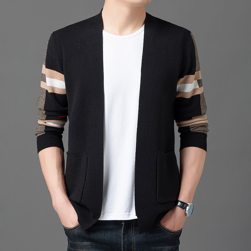 Herbst Winter Neue Männer Strickjacke Männer Jugend Slim Fit Langarm Casual Dünnen Pullover_voghion.com