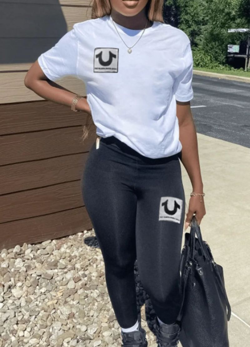 Bedrucktes, personalisiertes, lässiges zweiteiliges Set für Damen_voghion.com
