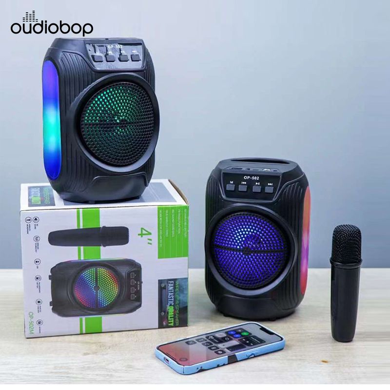 Haut-parleur Bluetooth portable Subwoofer Support de téléphone portable pour la maison Insert de carte portable Lumière LED Haut-parleur en filet en plastique_voghion.com