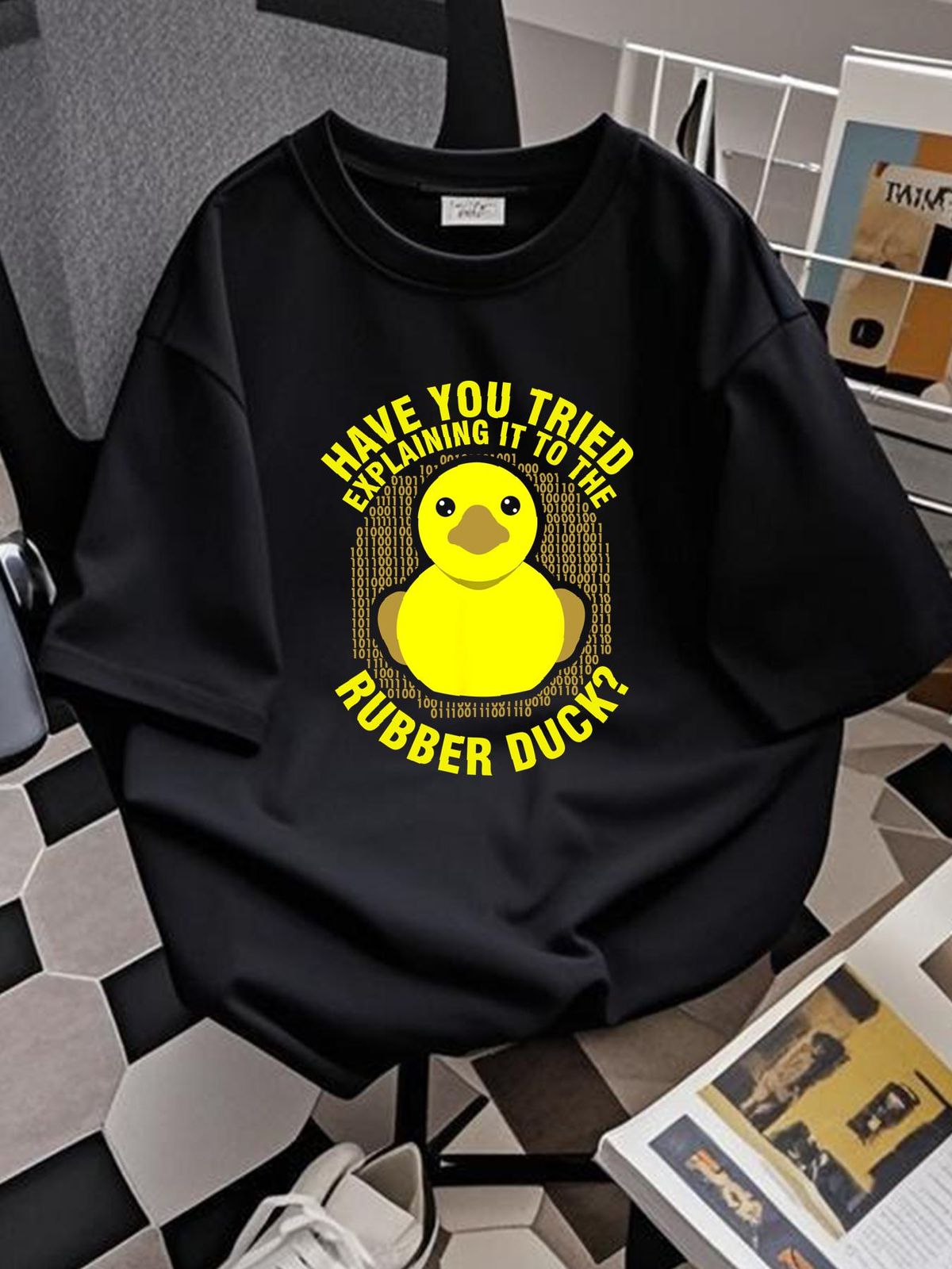 Divertente anatra di gomma per programmatori, per debugger e programmatori, maglietta unisex, traspirante, grafica, comoda, abbigliamento estivo casual_voghion.com