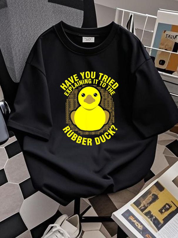 Divertente anatra di gomma per programmatori, per debugger e programmatori, maglietta unisex, traspirante, grafica, comoda, abbigliamento estivo casual_voghion.com