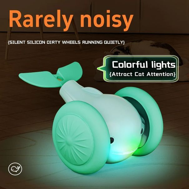 Intelligentes elektrisches Wal-Spielzeugauto für Katzen: Selbstaufrichtendes Katzenauto mit Walmotiv_voghion.com