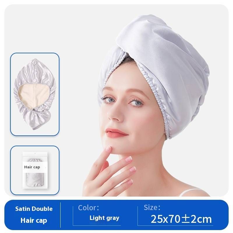 Satin Hair Towel Wrap For Women - Luxury Silk-Like Quick Dry Turban With Double Layer Ultra Absorbent & Thick Bath Towel_voghion.com