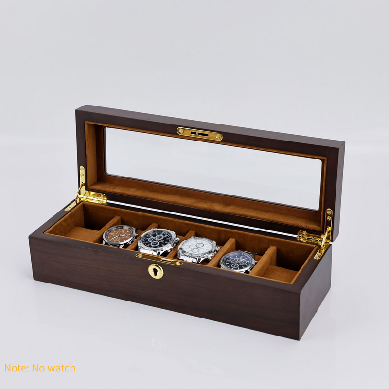 Watch Boxes Premium Edition Black Walnut Pattern 6 Digit Watch Box Premium Edition Double Layer Jewelry Storage Box Display Wooden Box_voghion.com