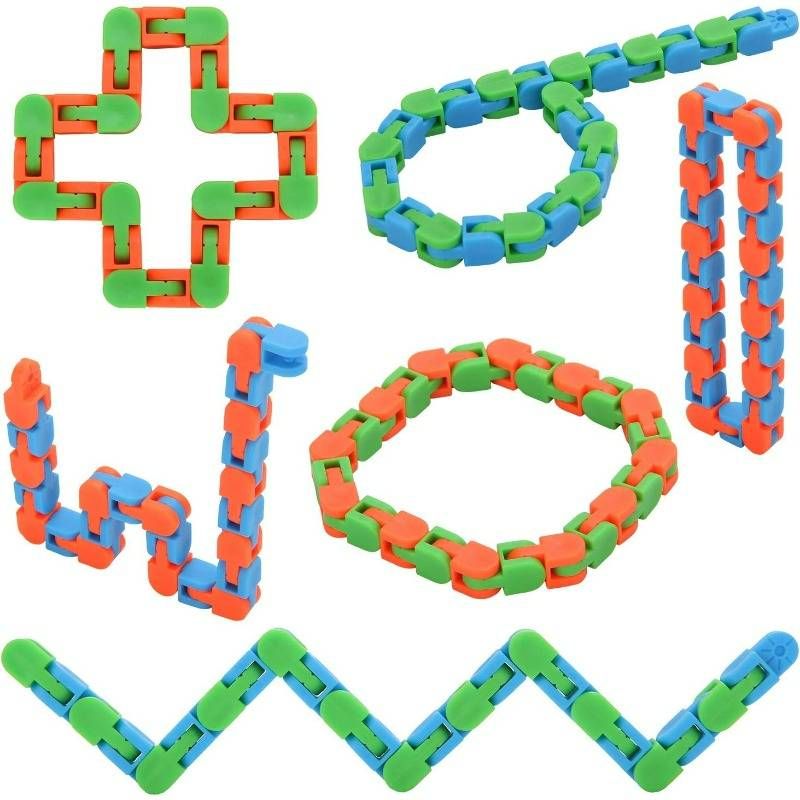 6PCS 24 Links Wacky Tracks Snap And Click Fidget Toys,Finger Sensory Toys,Snake Puzzles For Stress Relief,Party Bag Fillers,Party Favours,Random Color_voghion.com