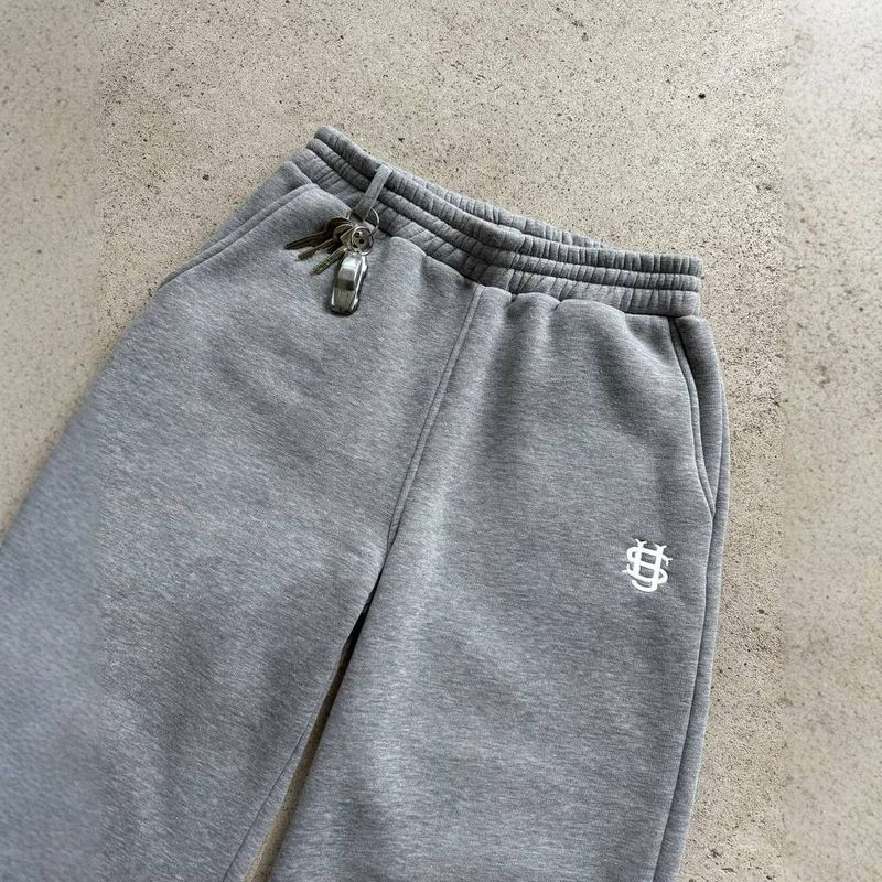 【Grey】Retro Zip-Leg Pants – Unisex High-Waisted Joggers With Embroidery (Vintage & Stretch)​_voghion.com