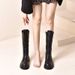 Black Motorcycle Knight Boots 2025 Autumn And Winter Style Thick Bottom High School Martin Women's Medium And Long Boots Wholesale_voghion.com