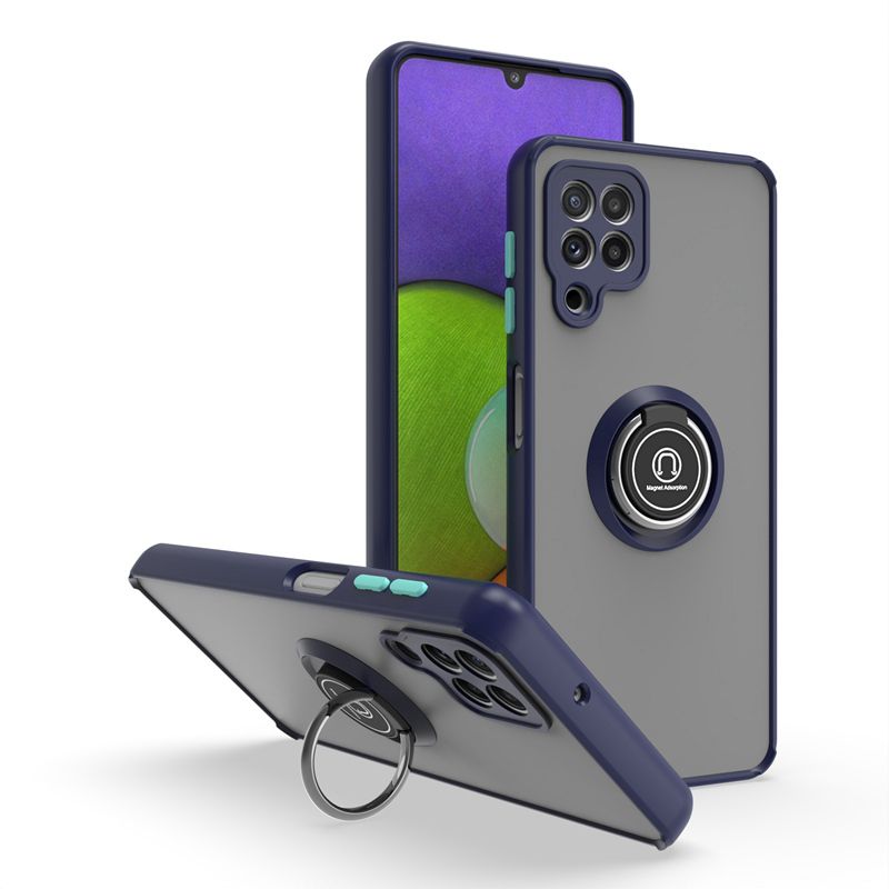 KEYSION Fashion Matte Hülle für Samsung A12 A22 A42 A22S 5G Transparent Ringständer Stoßfeste Telefonabdeckung für Galaxy M32_voghion.com