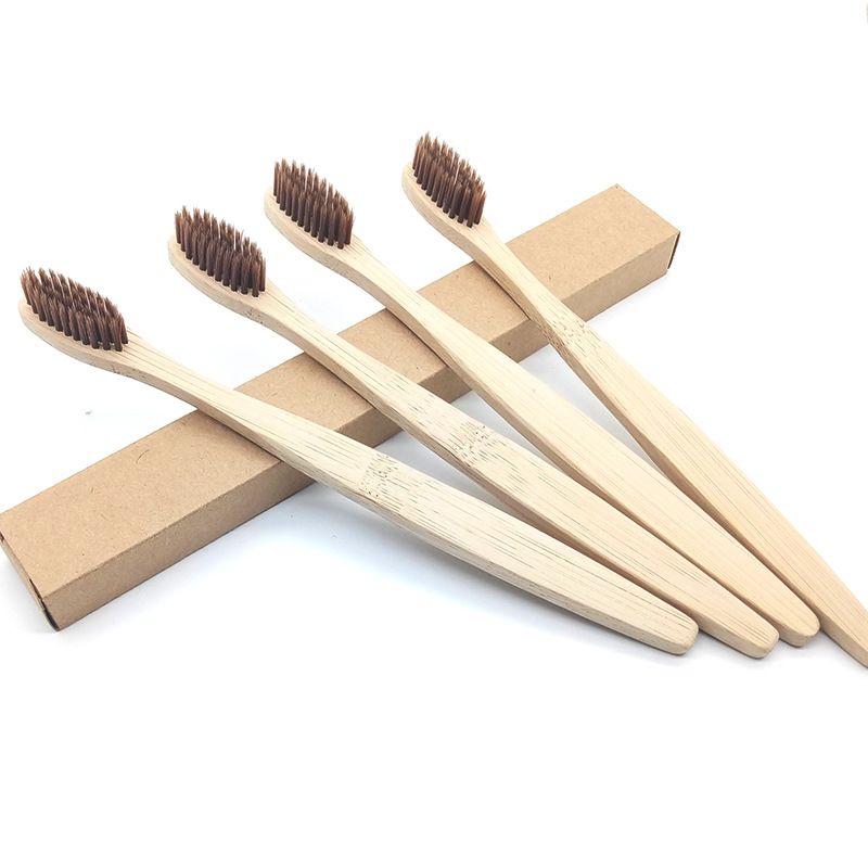 Bamboo toothbrush, flat, pointed tail, round head, ground, soft bristled, wood, and bamboo toothbrush_voghion.com