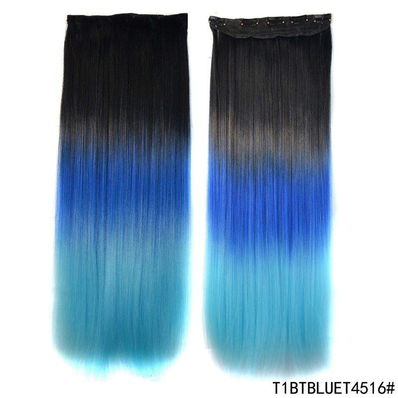 Wigs for women dyed color gradient five card straight hair piece one piece wig piece three color hair extension piece wig_voghion.com