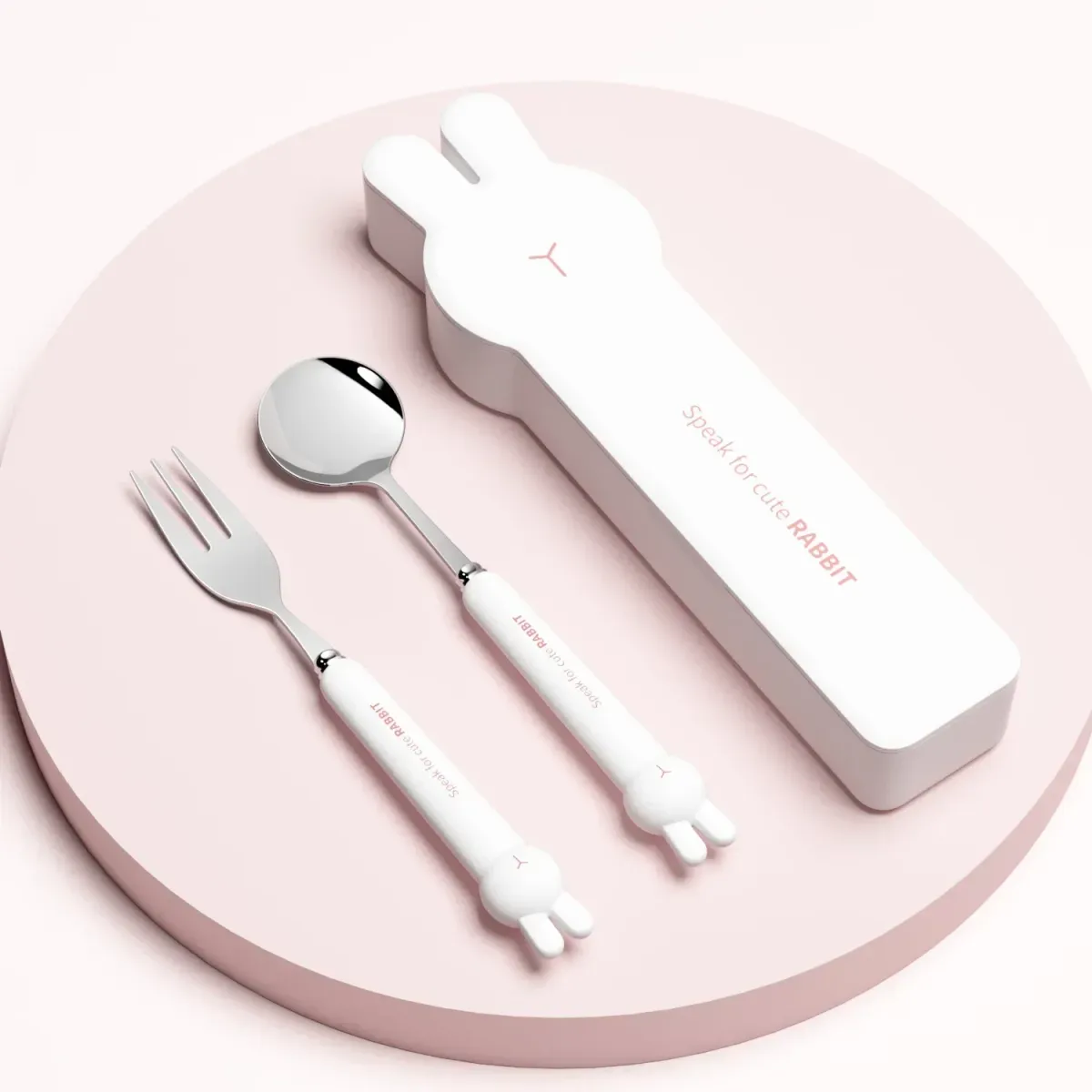 Kids Fun Bear/Rabbit Cutlery - 304 Steel Gift Set_voghion.com