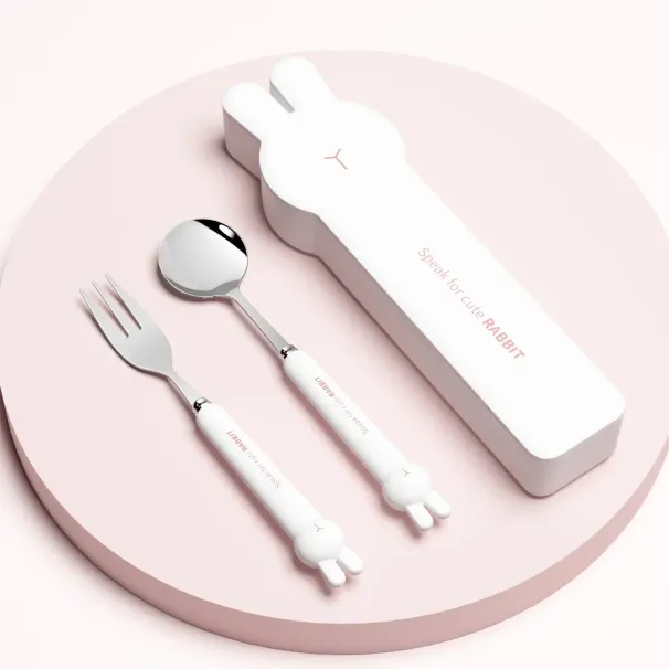 Kids Fun Bear/Rabbit Cutlery - 304 Steel Gift Set_voghion.com