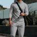 Herren-Set aus Waffelstrick-Hoodie und Jogginghose – Atmungsaktive Loungewear mit langen Ärmeln (lässiges, einfarbiges zweiteiliges Outfit)_voghion.com