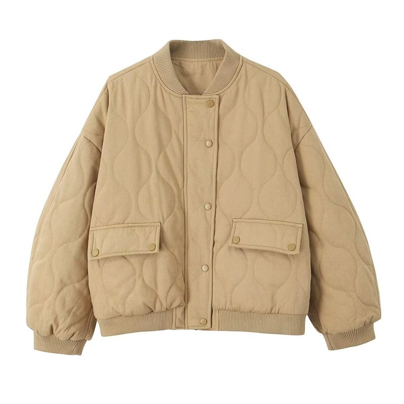 Women's autumn and winter fashion loose pilot shoulder width washed cotton jacket B481159_voghion.com
