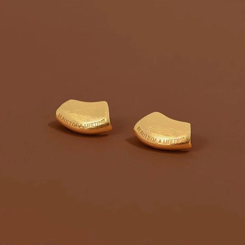 Sun Thin Jinshan Gold Geometric Stud Earrings Vintage Light Luxury Exquisite Temperament Versatile Earrings_voghion.com