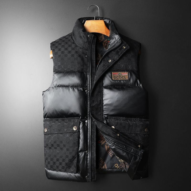 Autumn and winter European goods tide brand men's standing collar down vest slim European station youth warm vest jacket_voghion.com