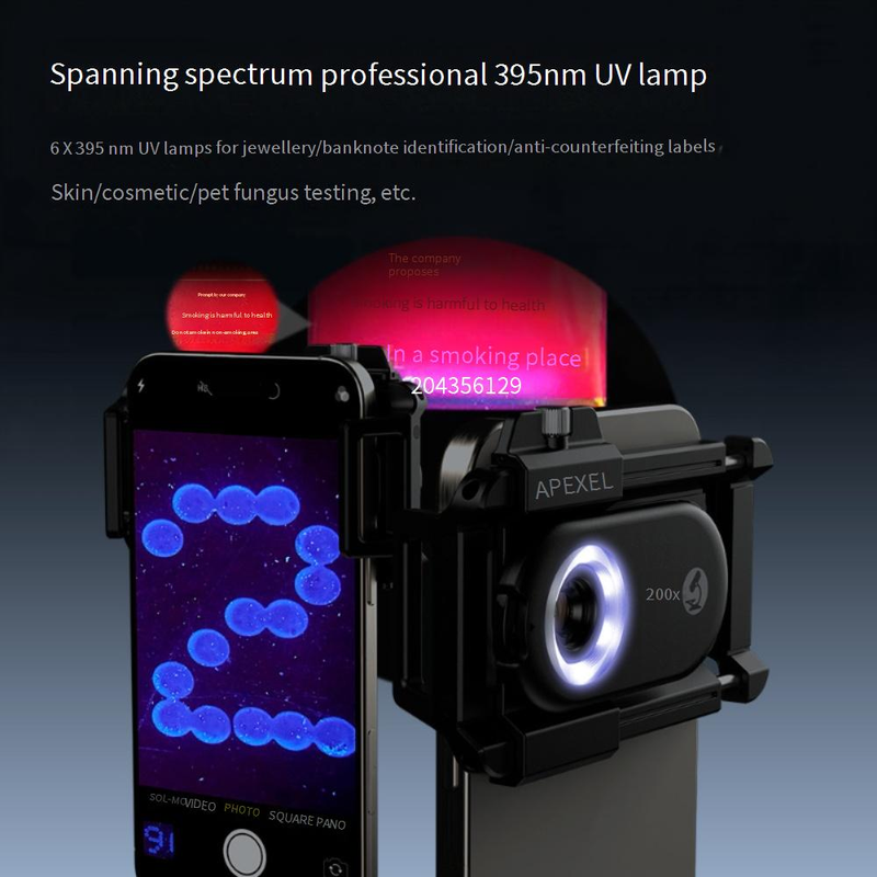 Cellphones Apexel Purple Light Identification Jewelry Fabric Skin Electronic Detection 200 Times With Cpl Portable Microscope Mobile Phone Lens_voghion.com