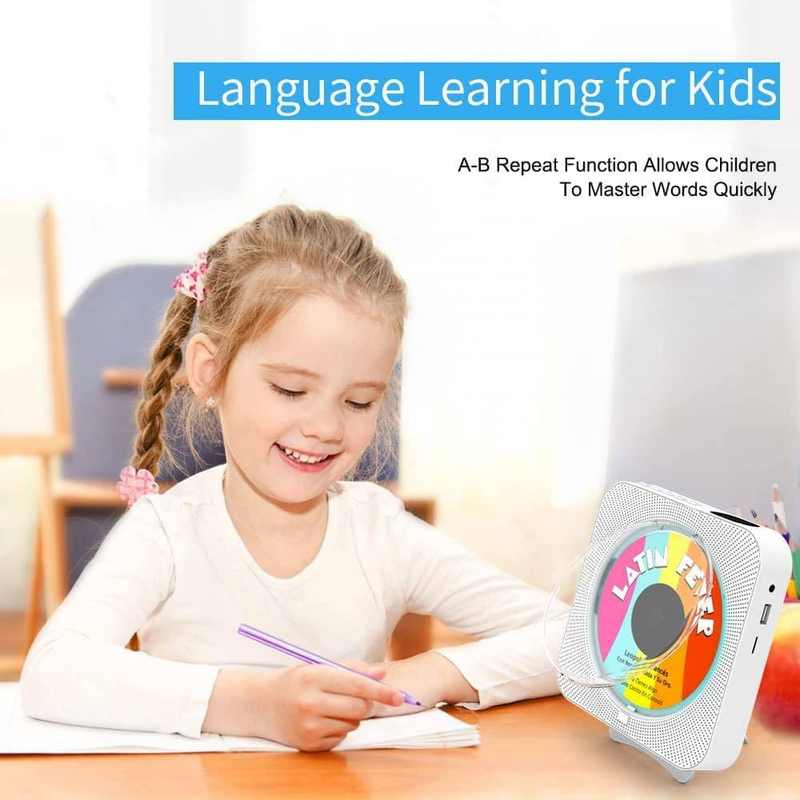 Byteuni Bluetooth Tragbarer Heim-CD-Musikplayer mit Fernbedienung, Timer, eingebauten Lautsprechern und LED-Anzeige, FM-Radio-Boombox (nicht wiederaufladbar)_voghion.com