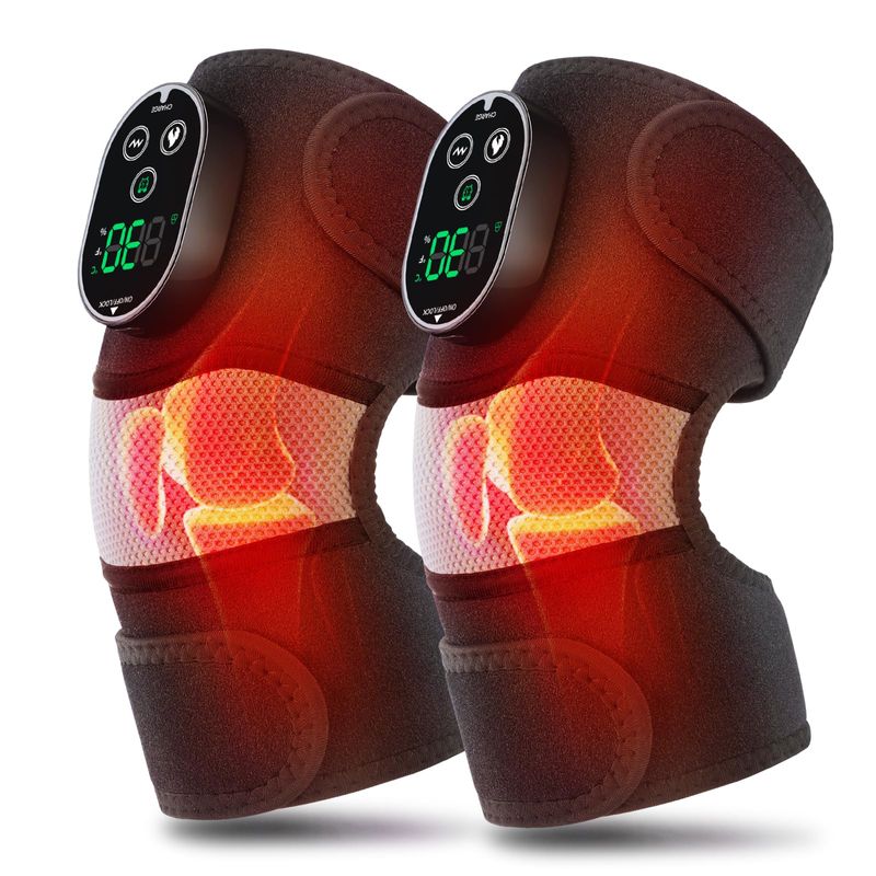 2-piece Cordless Heated Knee Pads With 6 Heat Levels, 3 Vibration Modes, And Timer To Relieve Pain From Knee, Shoulder, Elbow, And Joint Stress_voghion.com