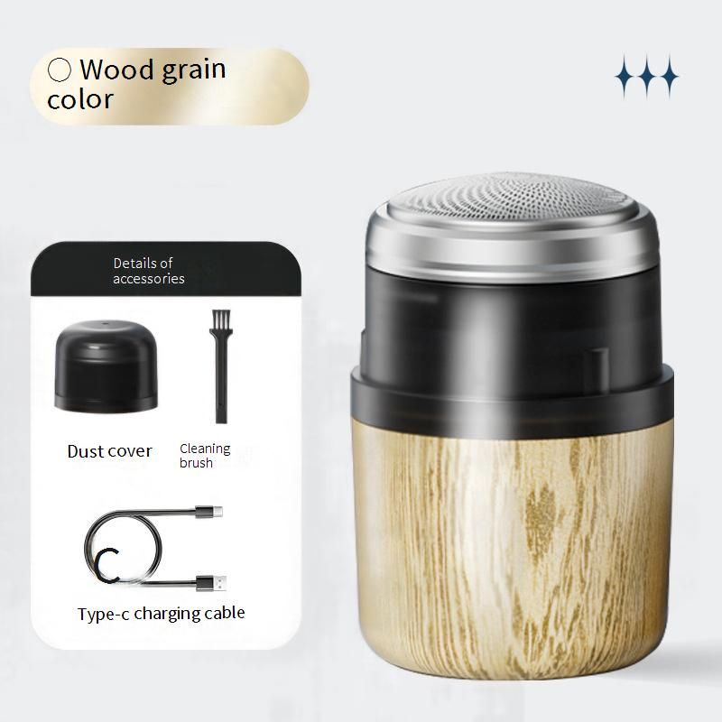 Elektrisch scheerapparaat met houtnerf 2207 met 6 mesjes, oplaadbaar en afwasbaar mini-scheerapparaat voor mannen, compact reisscheerapparaat met krachtige motor_voghion.com