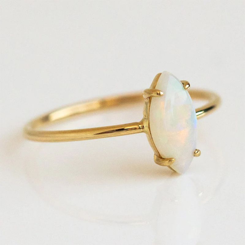 S Reinem Silber Vier-Prong Set Opal Mode Einfache INS Stil frauen Ehering_voghion.com