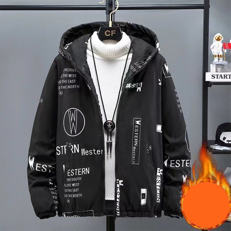 Winter coat men's trendy thickened coat student cotton coat loose men's fattened cotton coat_voghion.com