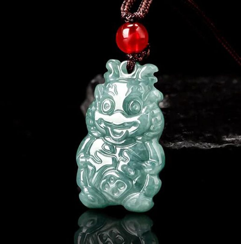Birman-Blue Water Zodiac Dragon Pendant, Jadeite Natural Jewelry, Green Charm, Brcare Ismans Halskæde, levez ald, Birman Diversized, Designer_voghion.com