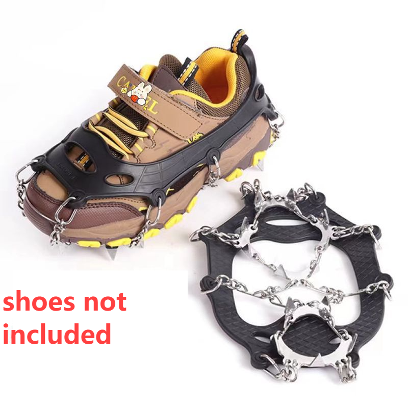 Children's 13-tooth welded 201 stainless steel outdoor mountaineering non-slip shoe cover Ice snow anti-skating claws Snow claws_voghion.com