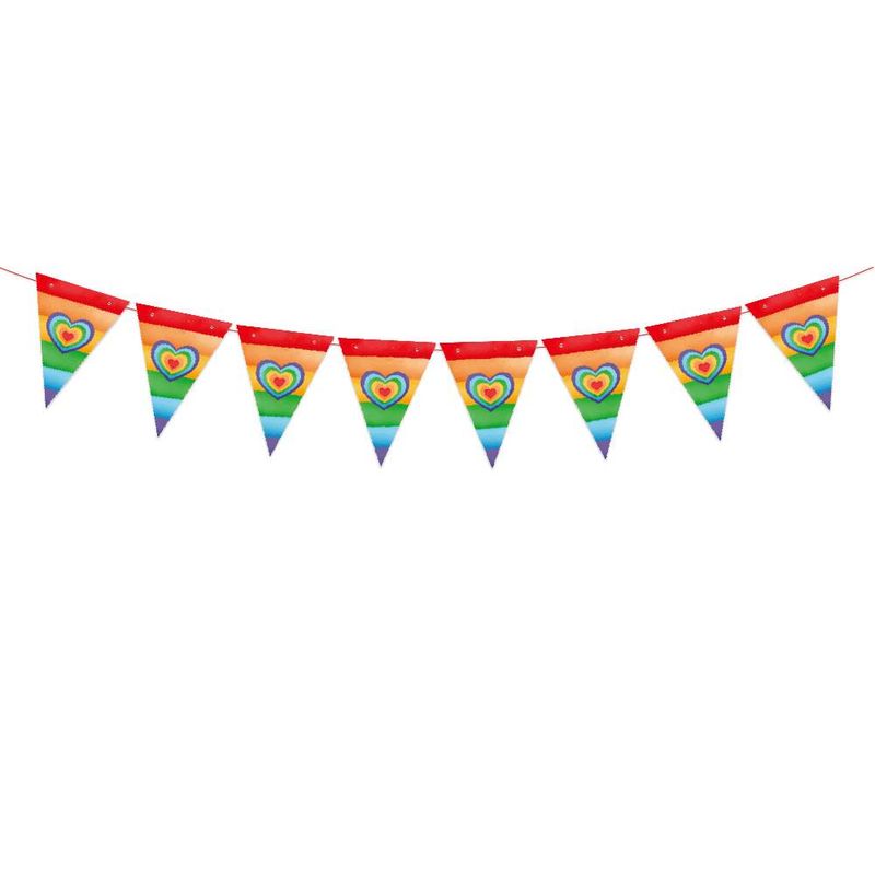 Wimpelkette zum Pride-Festival – Dreieckige Flaggen mit „Love“ und Herzen für Parade-, Heim- und Partydekorationen_voghion.com