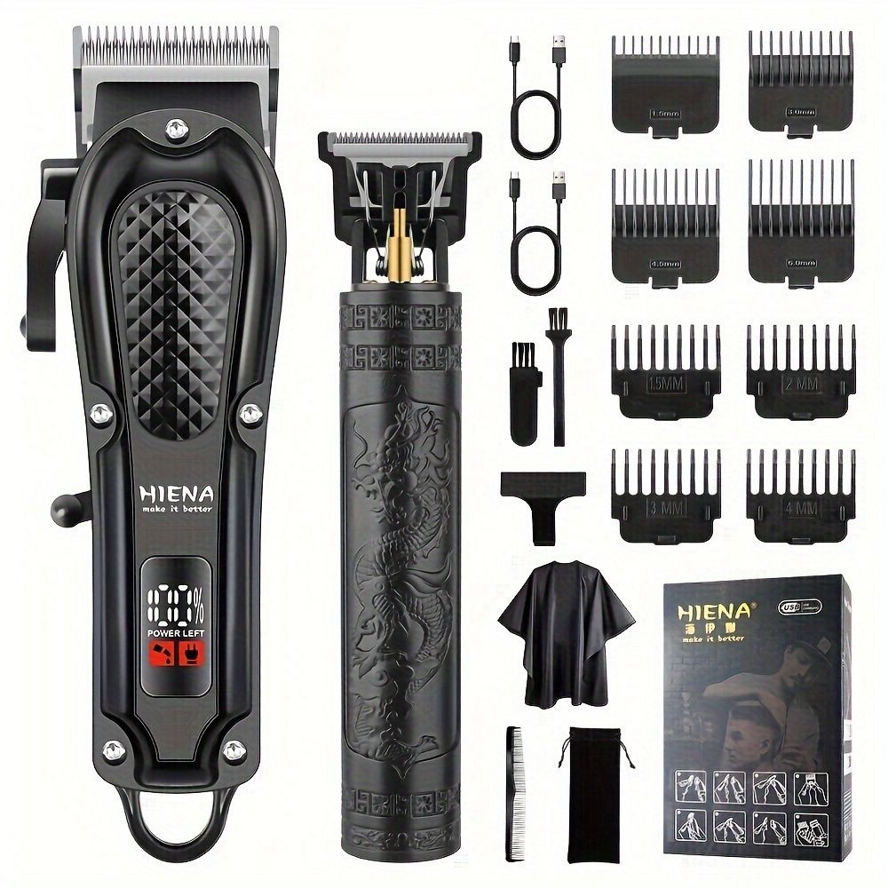 Professional Hair Clipper Kit – USB Rechargeable Cordless Hair Trimmer With LCD Display, Detachable Blades & Multiple Comb Attachments_voghion.com