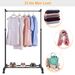 15kg/33lbs Garment Racks 3.12ft-4.80ft Height Adjustable Clothes Stand Foldable Clothes Hanger W/ Wheels Storage Shelf For Dormitory Home_voghion.com