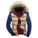 Winter zipper pocket youth casual zipper detachable collar fit brown spot thickened solid color jacket_voghion.com