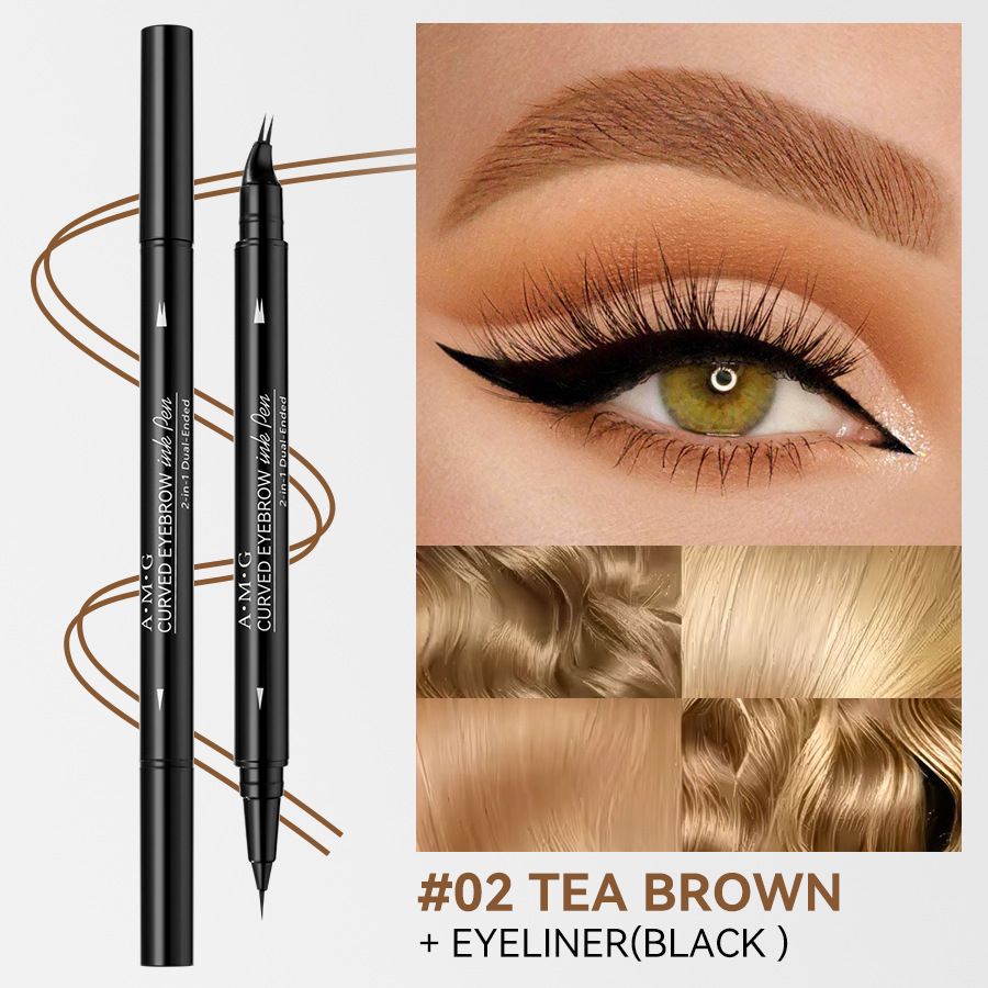 AMG Dual-Head Eyeliner & Fork Brow Pencil - Wasserfester, schweißfester, wischfester, definierter Augenbrauenstift_voghion.com