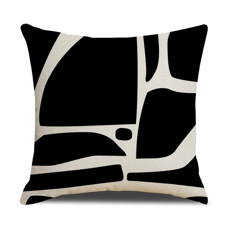 Black And White Geometric Print Pillowcase Indoor Decorative Sofa Cushion Office Nap Pillow Cover_voghion.com