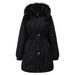 high-end women's cotton fleece mid-length black large size hooded cotton jacket warm fleece coat_voghion.com