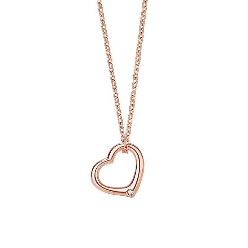 Collana con ciondolo a forma di cuore cavo in argento sterling 925 da donna, girocollo con ciondolo geometrico placcato in oro rosa, catena a strati minimalista_voghion.com