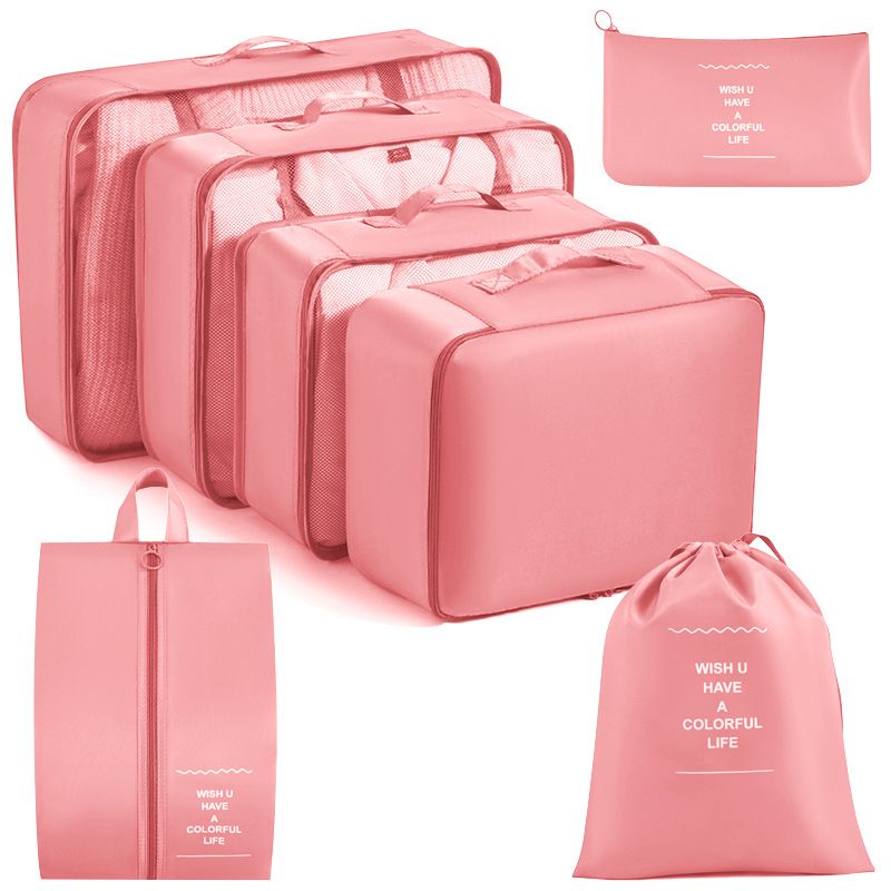 Travel Storage Bag Eight Piece Set Storage Bag Waterproof Oxford Cloth Business Trip Travel Makeup And Toiletries Classification Storage Set_voghion.com