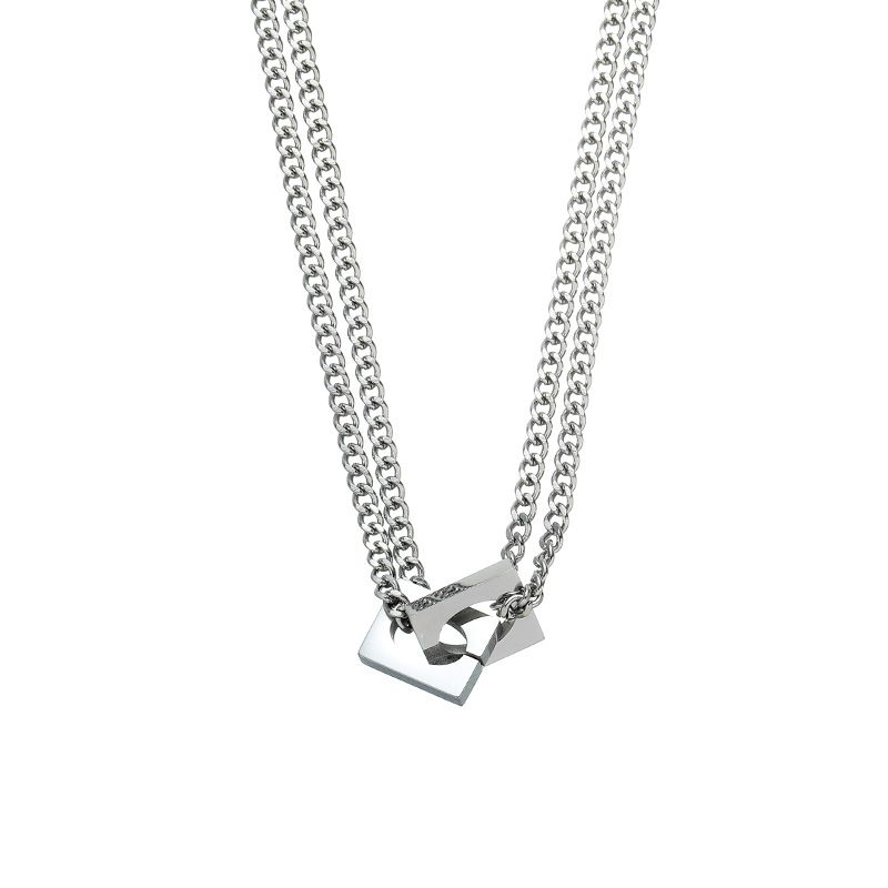 Collana unisex alla moda, versatile, con doppio anello e catena a clavicola, stile Tan Jianci, stesso stile, per uomo_voghion.com