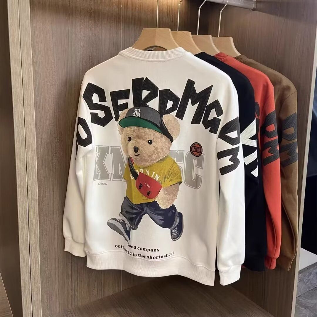 Herrenbekleidung Modemarke Sweatshirt Herren Herbst Neue Bär Rundhals Langarm Bedruckte Jacke Paar Stil High End Bottoming Shirt Herren_voghion.com
