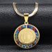 Stainless Steel Saint Benedict Medal Pendant Jewelry New Hip-Hop Round Coin Inlaid With Colored Diamonds Necklace_voghion.com