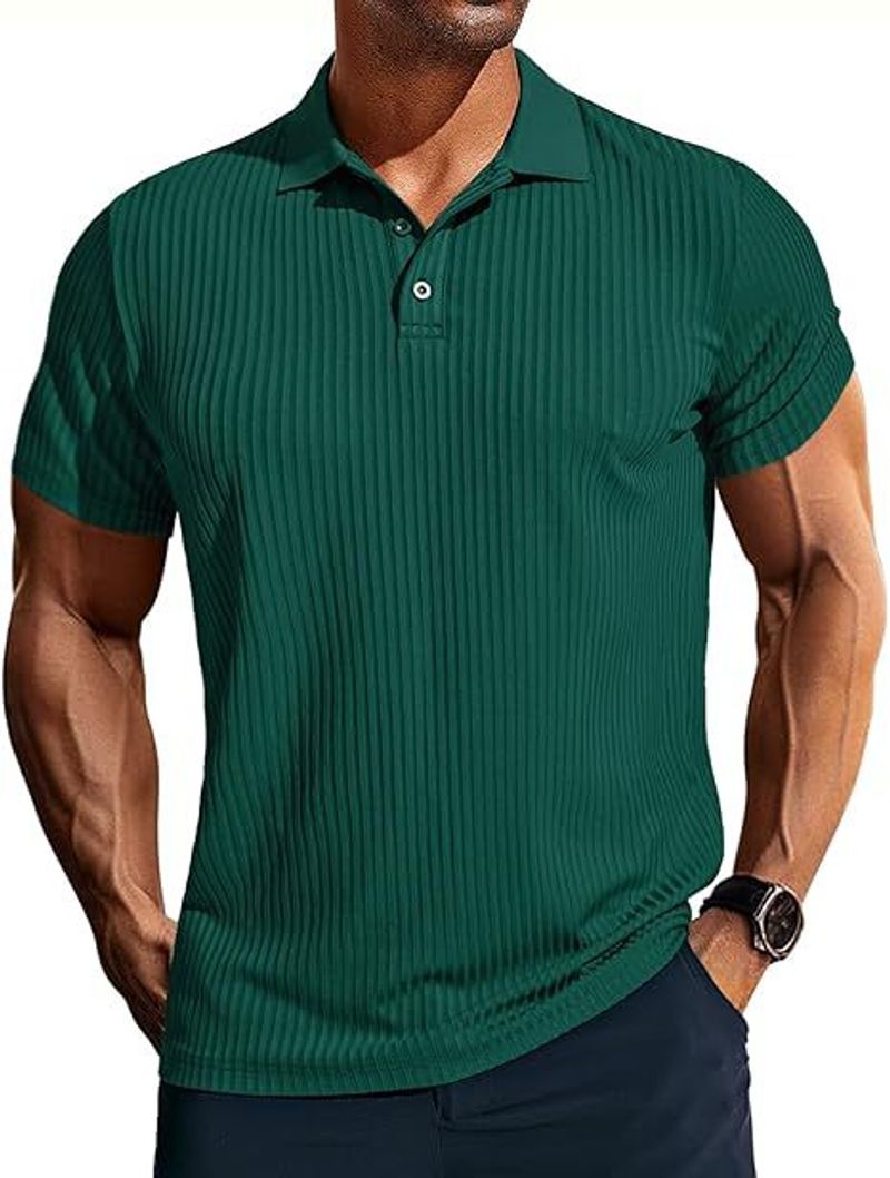 Gestreiftes Poloshirt für Herren im Slim Fit – Atmungsaktives, kurzärmliges T-Shirt aus Stretch-Strick für Freizeitsport und Sommer_voghion.com