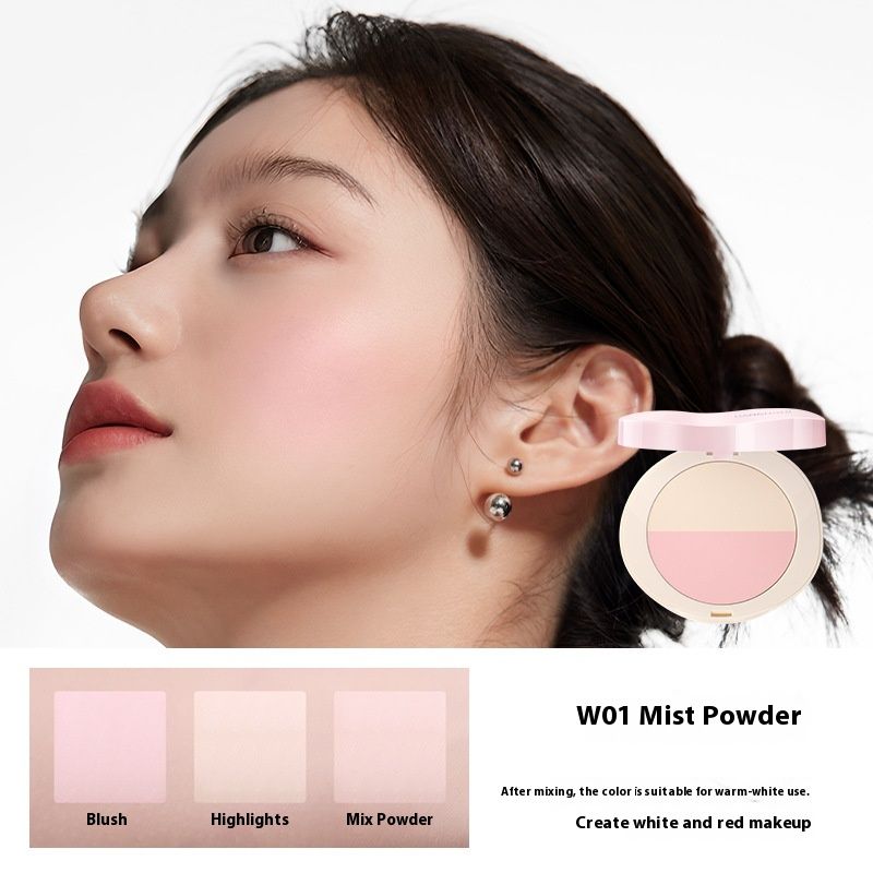 Zweifarbiges Mehrzweckpuder für Make-up, zartes Make-up, natürliches, hautfreundliches, langanhaltendes, trockenes und schönes Puder_voghion.com