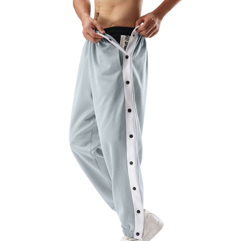 ​Men's Athletic Button-Front Pants Lightweight Summer Joggers With Drawstring Casual Training Basketball Trousers​_voghion.com