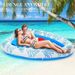 PVC Inflatable Pool Float For Two - Sunbathing Lounge With Headrest & Cup Holders (Leaf & Heart Design Heavy-Duty For Adults)_voghion.com