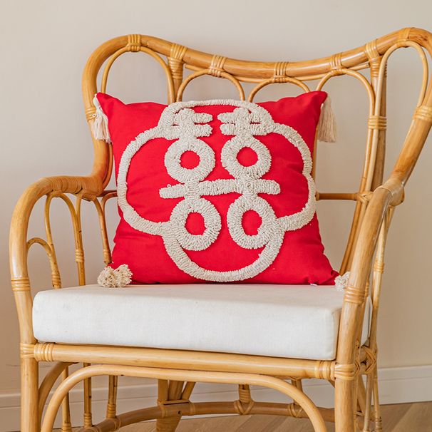 Wedding Cushion Cover – Double Happiness Embroidery Sofa Pillow Case (45x45cm, Polyester, Machine Washable, Modern Minimalist Style, Gift Ready)_voghion.com