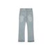 Calça jeans masculina com bainha azul e borlas, estilo high street, lavada, retrô, flare, cleanfit_voghion.com